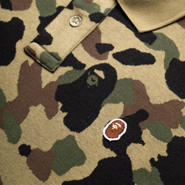 A Bathing Ape 1st Camo Jacquard Relax Fit Polo Shirt - Green - Image 3
