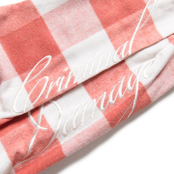 Criminal Damage Embroidered Sleeve Check Shirt - Pink/Ecru - Image 4