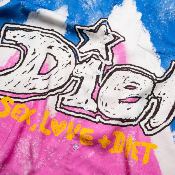 Diet Starts Monday Knievel Button Up Shirt - Blue/Pink - Image 4